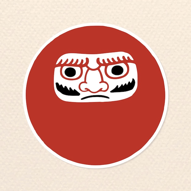 Japanischer daruma-puppenkarikatur-aufklebervektor