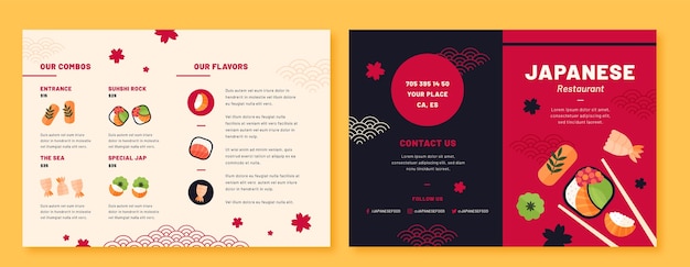 Japanisches Restaurant-Template-Design mit flachem Design