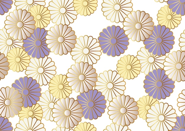 Japanisches verheißungsvolles Vintage-Chrysantheme-Muster, horizontal und vertikal wiederholbar