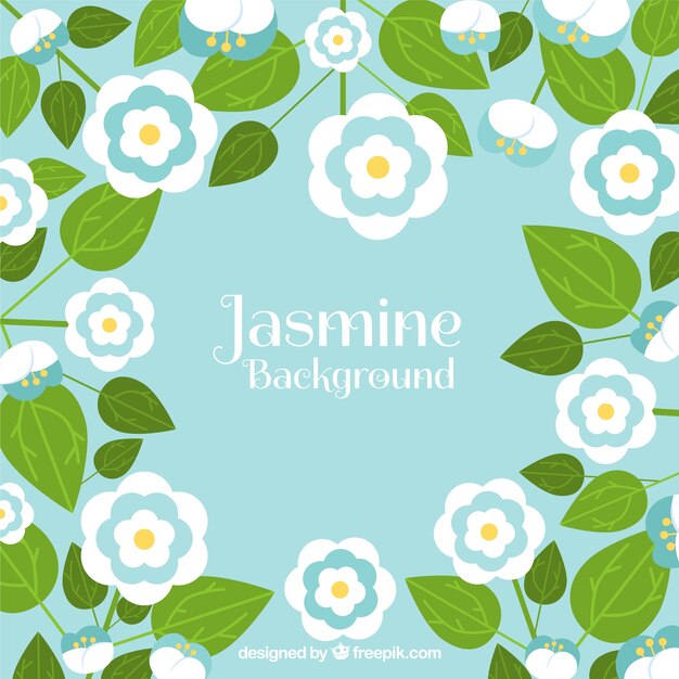 Jasminhintergrund mit flachem Design