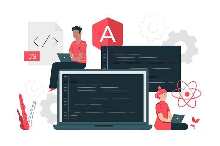 Kostenlose Vektor javascript-rahmenkonzeptillustration
