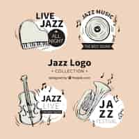 Kostenloser Vektor jazz-logo-sammlung mit vintage-stil