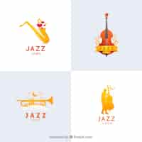 Kostenloser Vektor jazz logos sammlung in gradienten stil