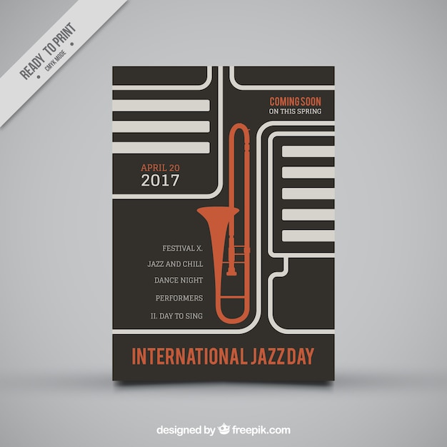Kostenloser Vektor jazz trompete retro broschüre
