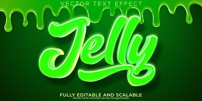 Kostenloser Vektor jelly slime texteffekt bearbeitbarer grüner und flüssiger schriftstil