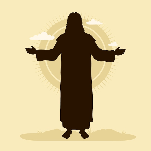 Kostenloser Vektor jesus-schattenbildillustration des flachen designs