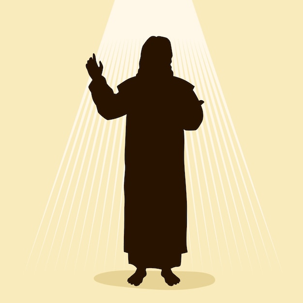 Kostenloser Vektor jesus-schattenbildillustration des flachen designs