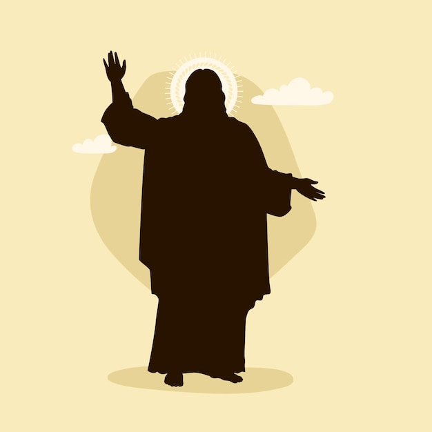 Kostenloser Vektor jesus-schattenbildillustration des flachen designs