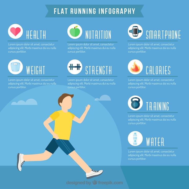 Kostenlose Vektor jogging-infografiken im flachen design