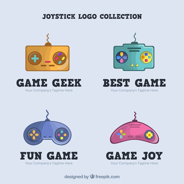 Joystick-logo-sammlung mit flachem design