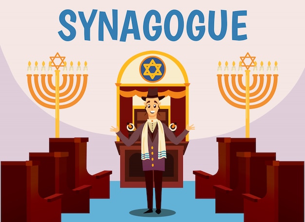 Jüdische synagoge cartoon illustration