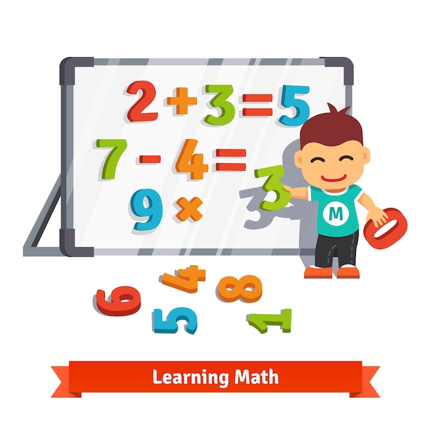 Kostenloser Vektor junge lernen mathe