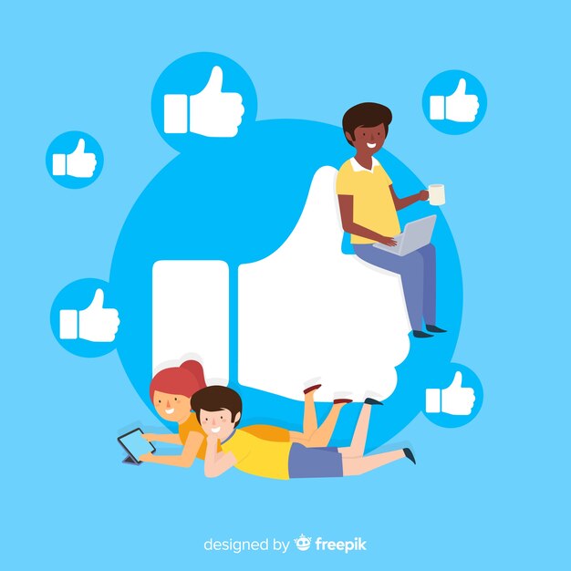Junge Leute auf Social Media-Hintergrund