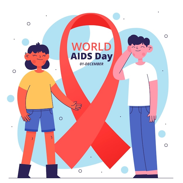 Junge leute illustriert neben aids day symbol