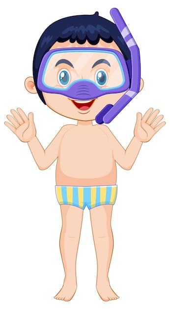 Junge mit schnorchel im badeanzug