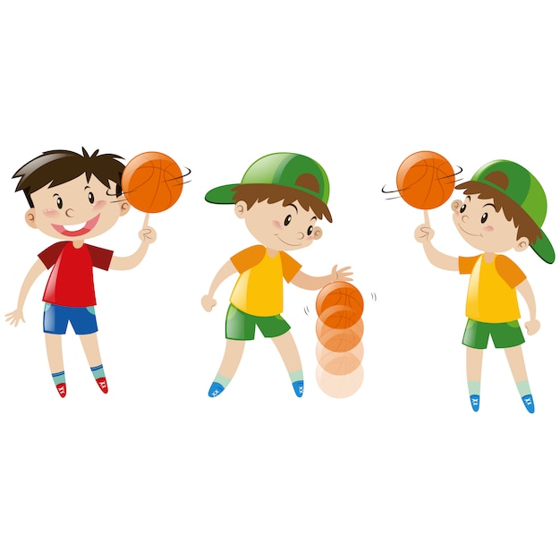 Jungen spielen basketball sammlung