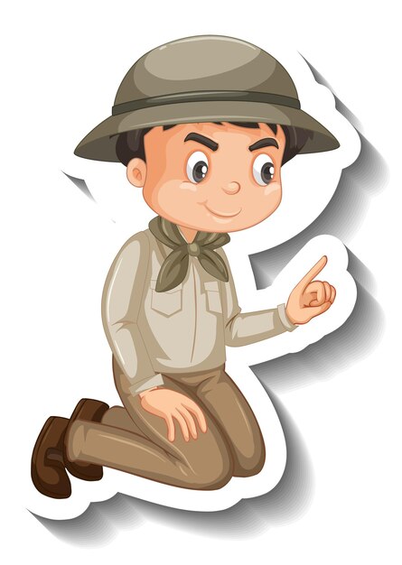 Jungen tragen Safari-Outfit-Cartoon-Charakter-Aufkleber