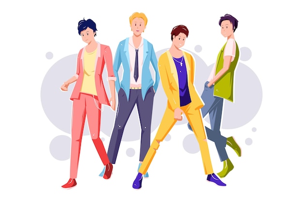 K-pop-jungengruppenillustration