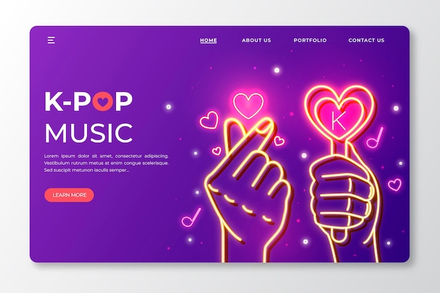 Kostenloser Vektor k-pop musik landing page vorlage