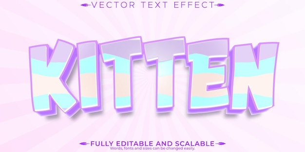 Kostenloser Vektor kätzchen-text-effekt bearbeitbare katze und spielerische anpassbare schriftart