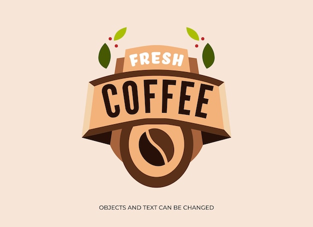 Kaffee-abzeichen, emblem oder logo mit kaffeebohnen-element Premium Vektoren