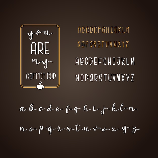 Kostenloser Vektor kaffee alphabet sammlung