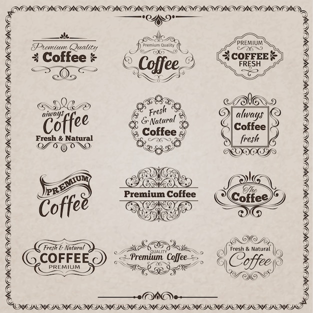 Kaffee emblem set