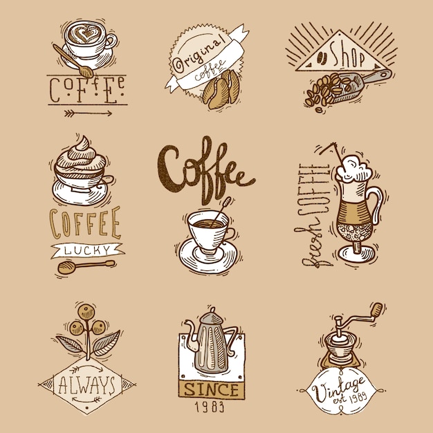 Kaffee-etiketten-set