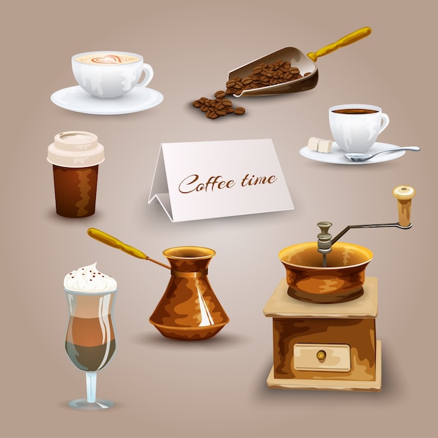 Kostenloser Vektor kaffee icons set