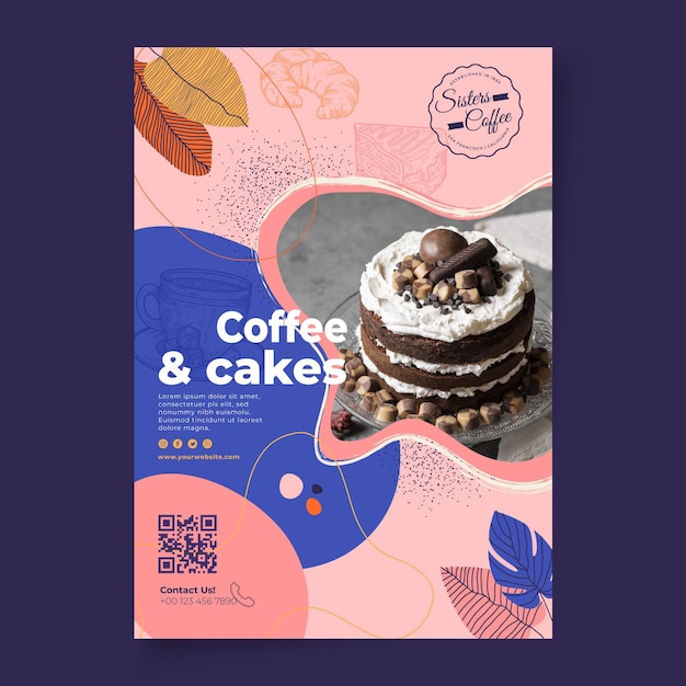 Kaffee und kuchen shop poster vorlage