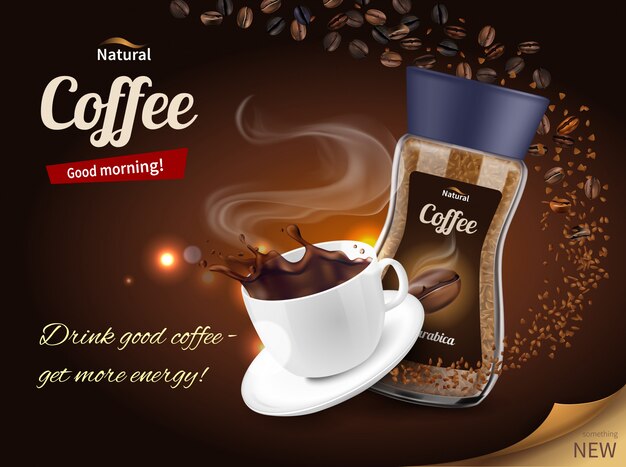 Kaffee Werbung realistische Komposition