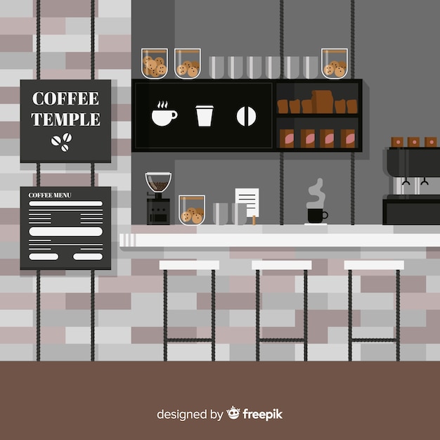 Kostenloser Vektor kaffeebar abbildung