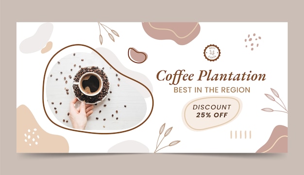 Kostenloser Vektor kaffeeplantage handgezeichnetes verkaufsbanner