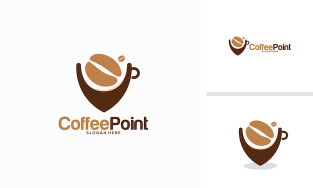 Kaffeepunkt-logo-designs, kaffee-standort-logo-vorlagen-designs vektor-illustrator