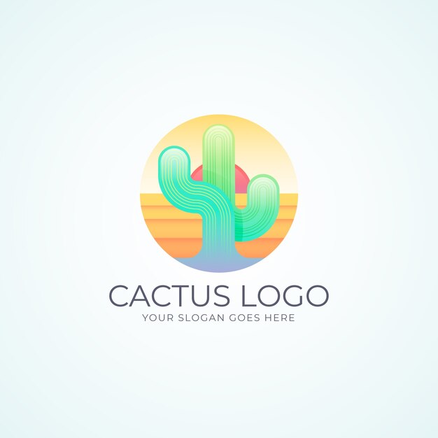Kaktus-Logo-Vorlage mit Farbverlauf