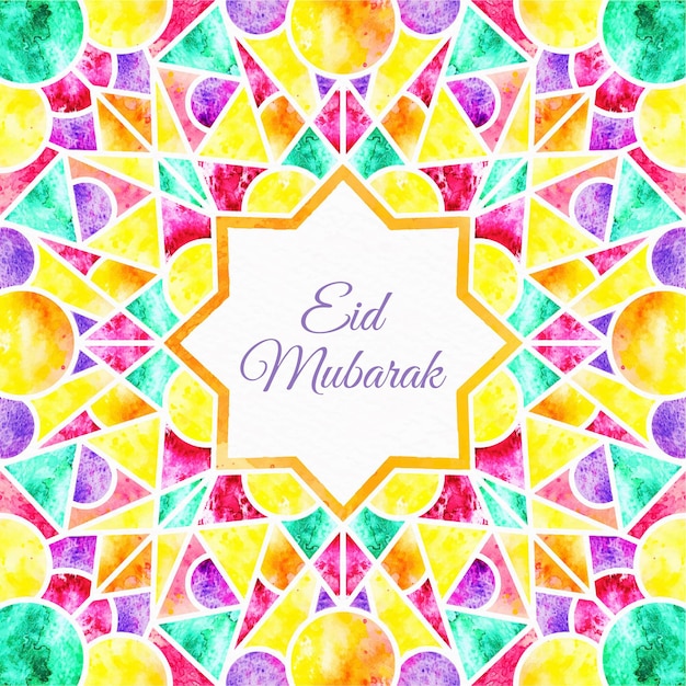 Kaleidoskop-Effekt Aquarell Eid Mubarak