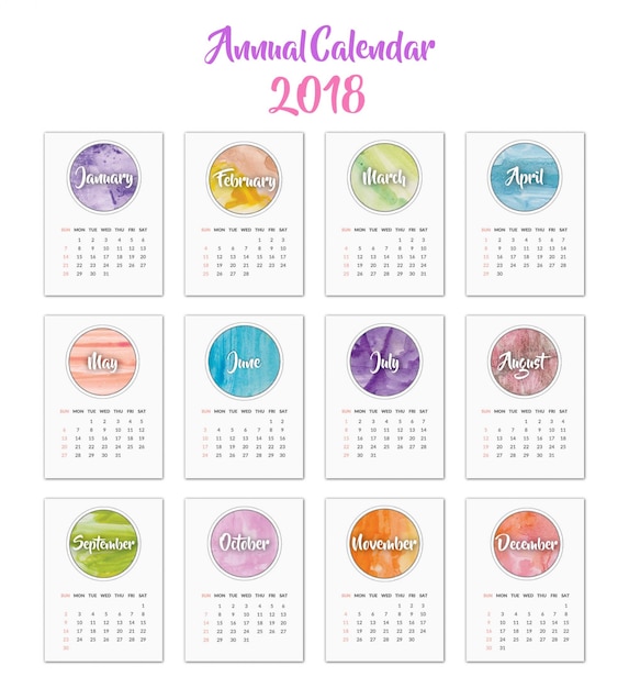 Kalender 2018 aquarell-design