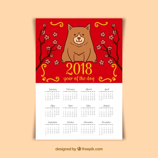 Kalender 2018 des glücklichen chinesischen neuen jahres