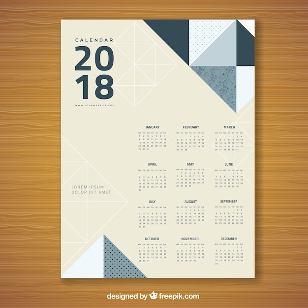 Kostenloser Vektor kalender 2018