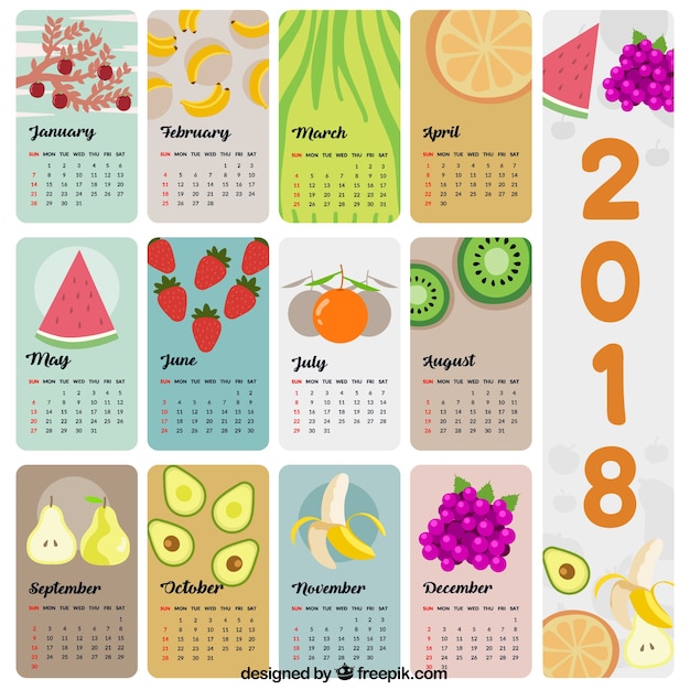 Kostenloser Vektor kalender 2018