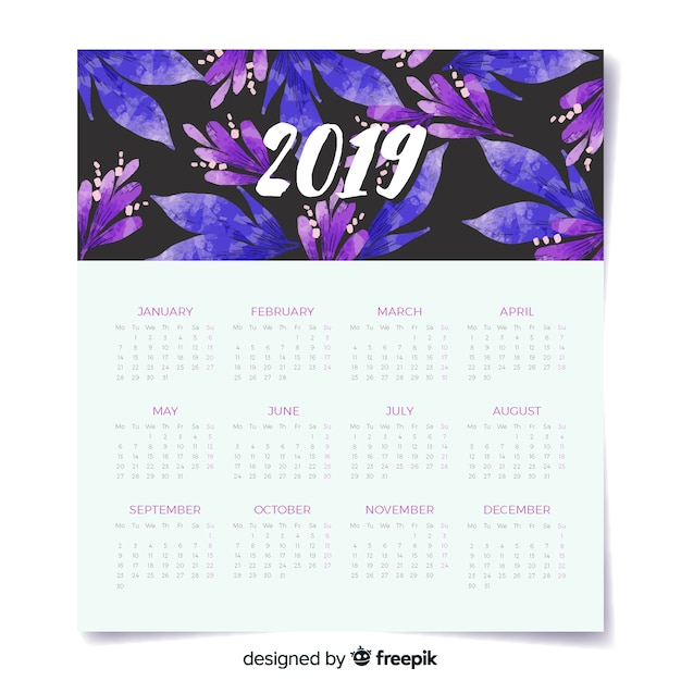 Kostenloser Vektor kalender 2019