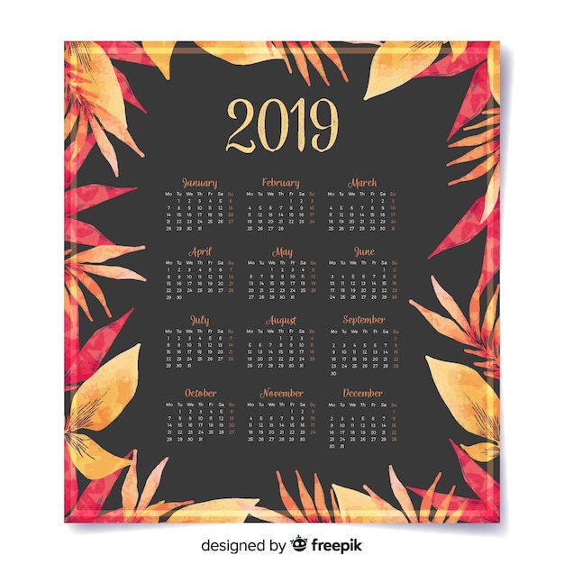 Kostenloser Vektor kalender 2019