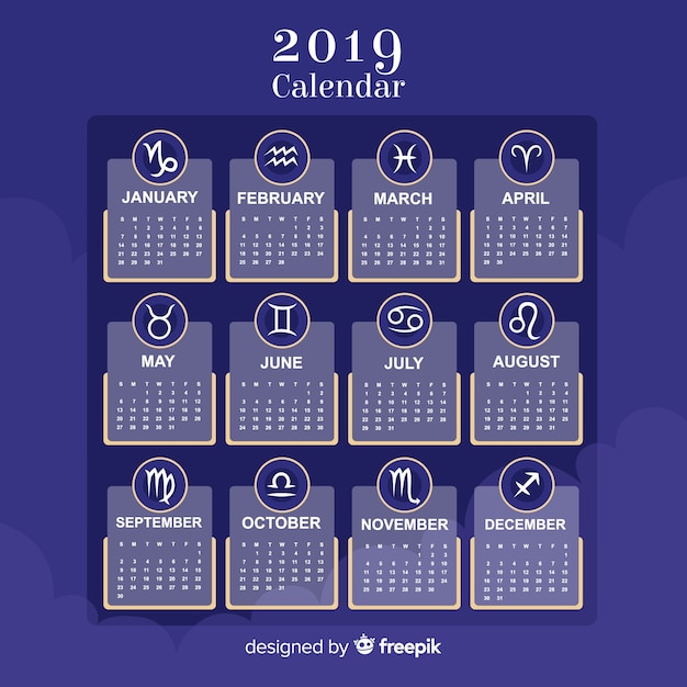 Kostenloser Vektor kalender 2019