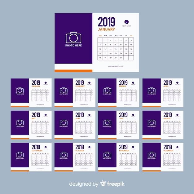 Kostenloser Vektor kalender 2019