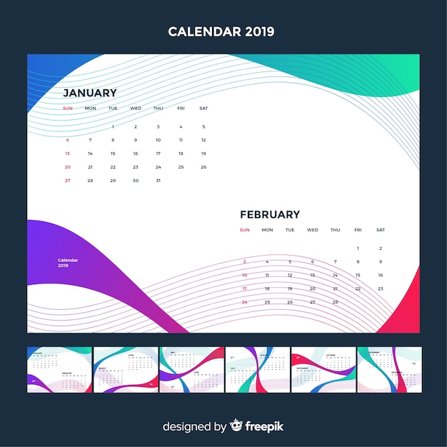 Kostenloser Vektor kalender 2019