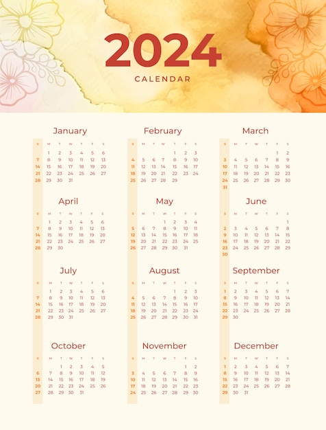 Kostenloser Vektor kalender 2024