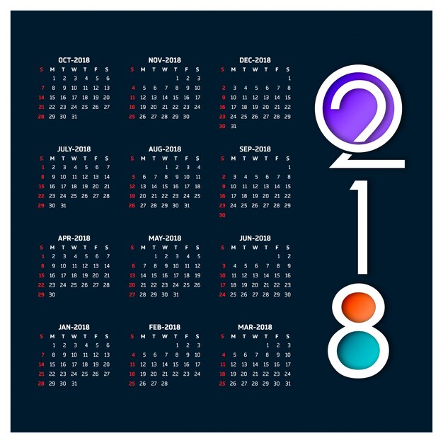 Kalender für 2018