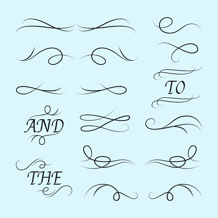 Kostenlose Vektor kalligraphische hochzeit ornament pack