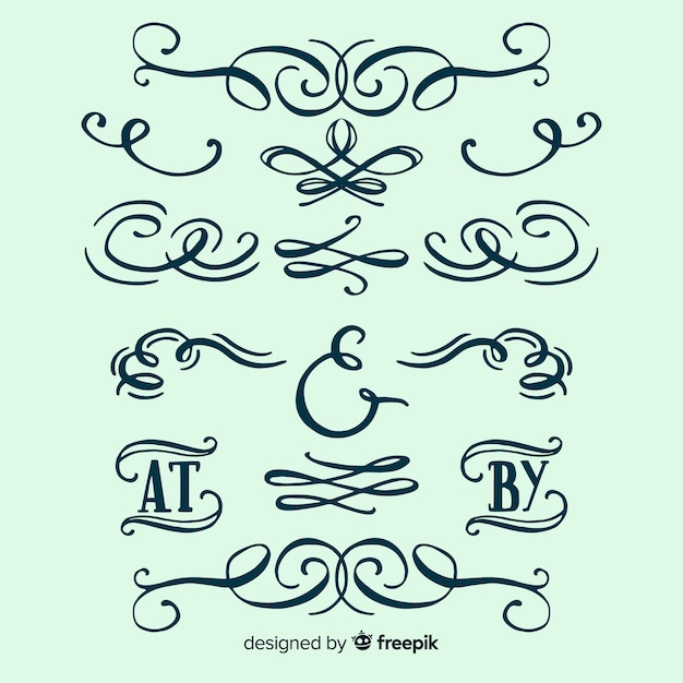 Kalligraphische hochzeit ornament set