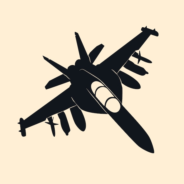 Kostenloser Vektor kampfjet-silhouette im flachen design